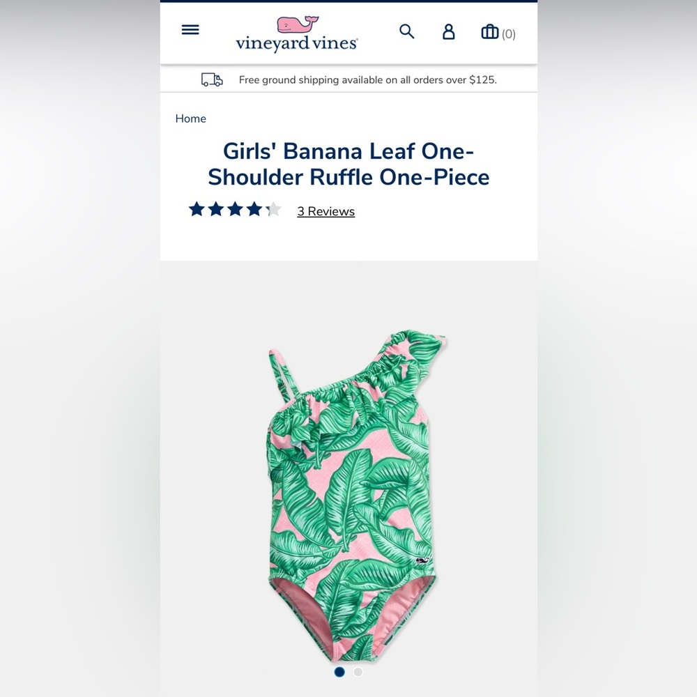 Vineyard Vines Girls' Banana Leaf One-Shoulder Ruffle One-Piece